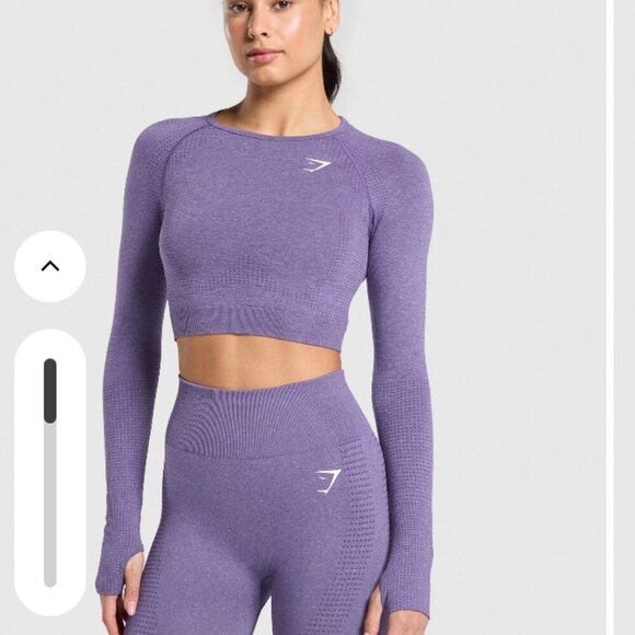 Gymshark Tops - Gymshark Vital Long Sleeve Crop Top Body Fit in Functional Purple/Marl